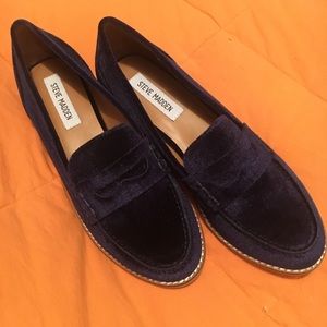 Steve Madden Navy Velvet Loafers 7.5